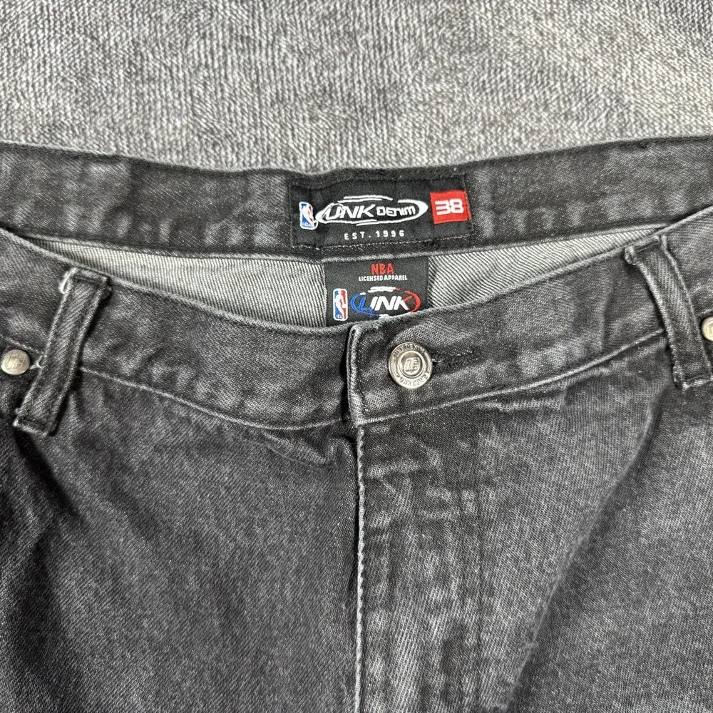 Vintage UNK‎ NBA Denver Nuggets Jeans Men's 38 Black Denim Baggy Hip Hop Pants